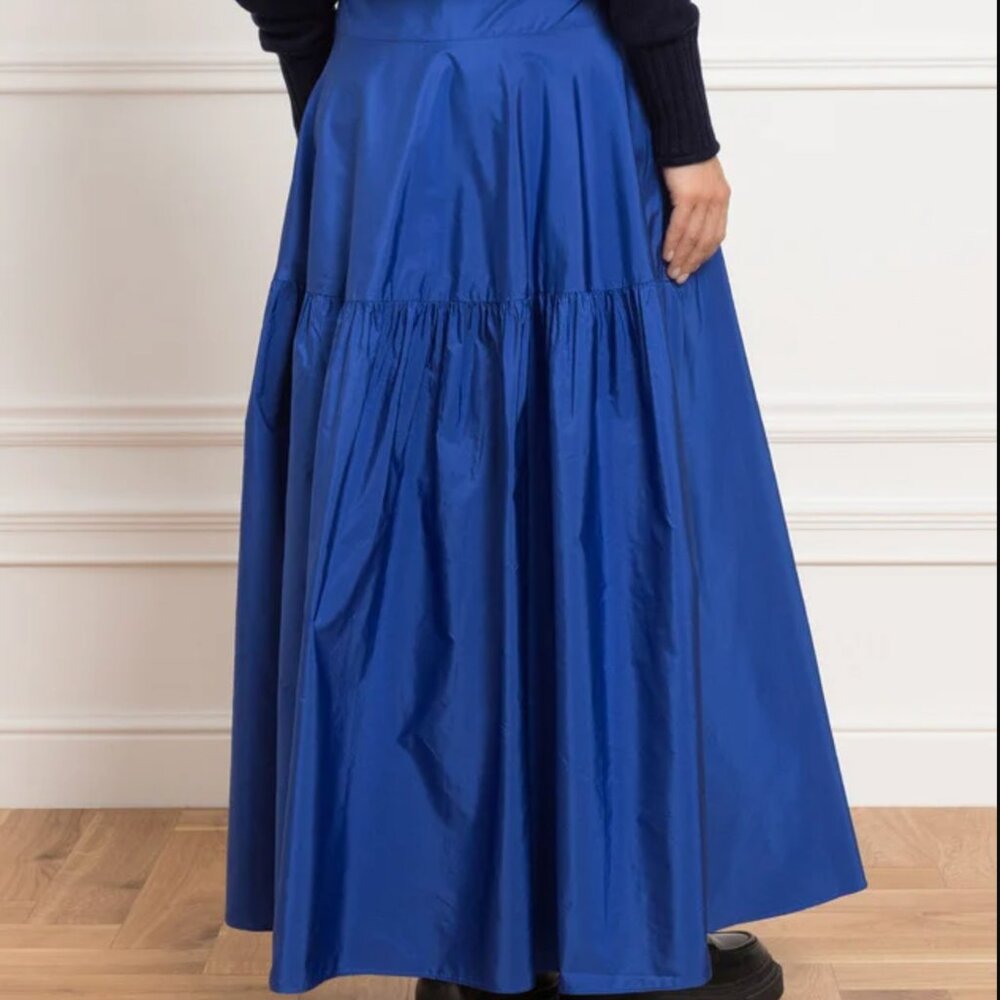 Max Mara Blue Silk Taffeta Skirt